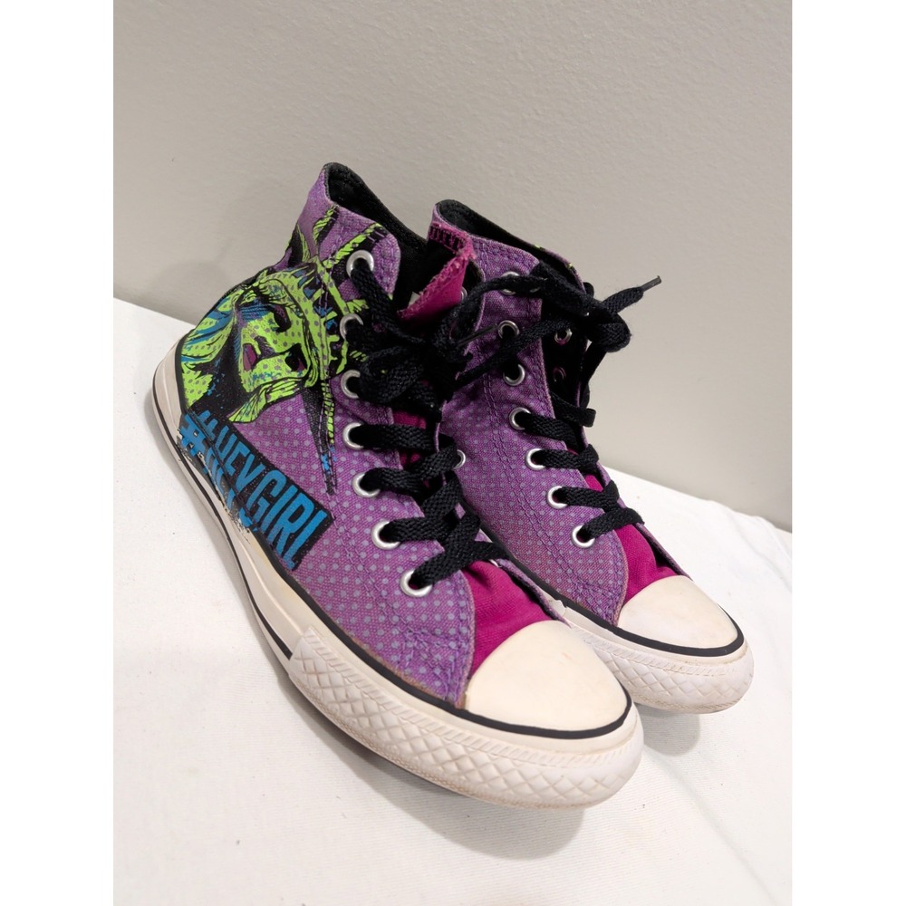 Converse All Star Statue Of Liberty Purple Sneakers 649960F Girls Size 3